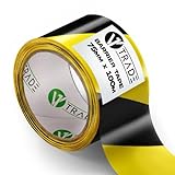 V1 TRADE Absperrband Gelb-Schwarz 75mm x 100 m - Flatterband - Warnband Weithin Sichtbar - Trassenwarnband die Baustelle Markieren - Strapazierfähig und Dehnbar Caution Tape