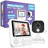 OBVHNUA Babyphone mit Kamera 2,8 Zoll Video Babyphone 720p LCD babyfon mit 2000mAh USB-C x2 x4 Digitaler Zoom 2-Wege Gegensprechanlage Nachtsicht VOX Modus Temperaturüberwachung Schlaflied Wecker