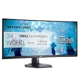 Dell S3422DWG 34 Zoll WQHD (3440x1440) 21:9 1800R Curved Gaming Monitor, 144Hz, VA, 1ms MPRT, AMD FreeSync Premium Pro, HDR 400, DisplayPort, 2x HDMI, 5x USB, 3 Jahre Garantie, schwarz