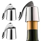 Weinflaschenverschluss 2 Stück, Edelstahl Weinverschlüsse Flaschenverschluss Verbessertes Pleuel, verstärkt, wiederverwendbar hält Wein frisch, Geschenkidee für Weinliebhaber(Wine Stopper Silber)