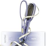 llano Haarglätter Bürste mit Haarhalter, Glättbürste, 2-in1 Glätteisen 140℃-230℃ 4 Temperatureinstellungen, Doppelspannung 110V-240V (Pure Purple)