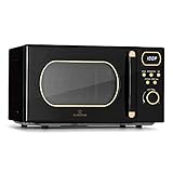Klarstein Mikrowelle mit Grill, 800 Watt Mikrowelle Klein, 3-in-1Edelstahl-Mikrowelle Schwarz, Kleine 20 Liter Mikrowelle mit Auftau- und Pizzafunktion, Drehteller, Platzsparend, Einfach zu Bedienen