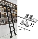 3,3 Fuß - 20 Fuß Bibliotheksleiter-Hardware-Kit, Rollleiter-Gleitschienen-Hardware + Verlängerungsschiene (ohne Leiter) mit Bodenrolle (Größe: 10 Fuß/300 cm)