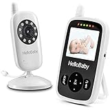 HelloBaby Video Babyphone Baby Monitor, 2.4'' Babyphone mit Kamera Video, 2.4 GHz Wireless Video Babyphone mit Digitalkamera, Nachtsicht Temperaturüberwachung, Weiß