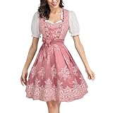 Beokeuioe Trachtenkleid Dirndl Damen Midi Lang Trachtenrock Dirndl-Komplettsets Trachtenmode Dirndlbluse Oktoberfest Dresses Dirndlkleid Maid Kleider Traditionelles Hochzeitskleid