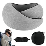 Mineup Nackenkissen Flugzeug, Reisekissen Nacken, Reisekissen Flugzeug, Travel Pillow Nackenstützkissen, Ergonomisch Gestaltetes aus Memory-Schaum, Ideal für Reisen mit Flugzeug, Auto, Zug (Grau)