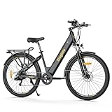 Eleglide E-Bike, T1 Step-Thru Elektrofahrrad 27.5'' Trekkingrad E-Citybike mit 36V 12.5Ah Lithium-Akku bis zu 100KM Lange Range, 250W Motor, Shimano 7 Gänge ebike, LCD Display, Dunkelgrau