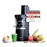 Panasonic Slow Juicer MJ-L700KXE, elektrische Fruchtpresse, Entsaften von ganzen Früchten und Gemüse, 75-mm Öffnung, schlankes Design, sicher und praktisch, Schwarz, Mattschwarz