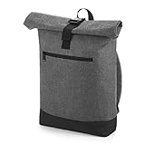 BagBase Unisex Roll-top Backpack Rucksack, Grau Marl/Schwarz, Einheitsgröße