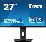 iiyama Prolite XUB2793HS-B6 68,6cm 27' IPS LED-Monitor Full-HD 100Hz HDMI DP Höhenverstellung Pivot FreeSync Slim-Line schwarz