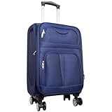 Trendyshop365 Weichschale Handgepäck Koffer Cadiz 58cm 36 Liter +Dehnungsfuge 4 Rollen Blau