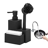 Dish Seifenspender, Sponge Holder, Kitchen Sink Organizer, Seifenschale, schwarz, platzsparendes Design, perfekt für Bad, Apartment, Schlaf, Clutter - Setup