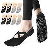 4 Pcs Pilates Socken für Damen 39-42,Rutschfeste Yoga Socken Antirutschsocken Damen, Pilates Reformer Socks Yogasocken Stoppersocken Da-men für Pilate, Ballett, Barre, Yoga, Tanzen