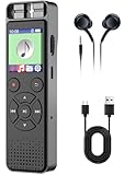 100GB Diktiergerät, Aufnahmegerät mit Wiedergabe und sprachgesteuerter Aufnahme, Voice Recorder mit Rauschunterdrückung für Vorlesungen, Besprechungen, Interviews, Unterricht (Kopfhörer)