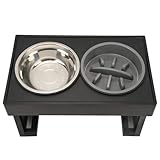 Srliya Erhöhte Hundenäpfe, Höhenverstellbar, Verhindert EIN Verrutschen, Langsamer Futternapf, Abnehmbares Design für Hunde Aller Wachstumsstadien, Kunststoff und Edelstahl, 43,5 X 26,5