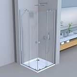 LEMMO Movable Duschkabine Eckeinstieg, Duschkabine 75-120cm Eckeinstieg Schiebetür 6mm ESG NANO Glas Duschabtrennung Dusche Duschwand Höhe 185cm, LINKS & RECHTS MONTIERBAR (Silber, 90x100x185 cm)