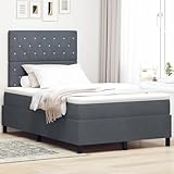 Qnhdfrt LED Boxspringbett mit Matratze 120x200 cm Grau Samt Taschenfederkern für erholsamen Schlaf mit luxuriösem Bezug und optimaler Unterstützung