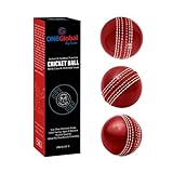 ONEGlobal Soft & Safe Practice Cricket Ball | Weicher & Sicherer Gummi-Cricketball zum Üben | Mit Echter Naht & Kern für Hüpfen & Schwingen | Ideal für Selbstvertrauen & Streichhölzer (3-Rot)