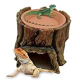 Schlangenhäute, Geckohäute - Baumstamm Lustiges Reptilienversteck | Unterwasserlandschaft mit Futtertablett, Aquariumzubehör, Unterschlupf für Reptilienharz, Futterhabitat für Frösche, Geckospinne