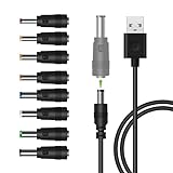USB auf DC Stecker Kabel, LANMU 8 in 1 USB A auf Hohlstecker Ladekabel Netzkabel Stromkabel Adapterkabel mit 8 Stecker für Router, Raiserapprat, TV Box, Philips Hue Hub (1m, schwarz)