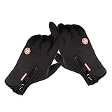Suammiitstrieadea Herren Fahrradhandschuhe, Thermo, warm, Motorradhandschuh, Touchscreen, Ski-Fäustlinge, M, Schwarz, M