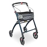 maxVitalis Wohnungsrollator faltbar und leicht, inkl. Tablett & Stoffkorb, Rollator schmal für die Wohnung, Indoor-Rollator, klappbar, Aluminium, besonders wendig, Mobilität für Zuhause anthrazit