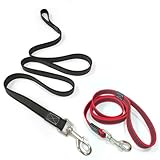 2 Stück Schleppleine für Hunde, 1.5m Laufleine für Hunde mit Gepolsterter Griff, Robuste Schleppleine, wasserabweisend & schmutzunempfindlich, Ideal für Training, Spaziergänge und Outdoor