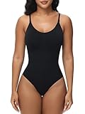 Breampot Shapewear Damen Bauchweg Bodysuit Formender Vielseitige Body Shper Frauen atmungsaktiven Materialien mit Verstellbarer Schultergurt (S/M, Tanga-Schwarz)