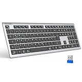 TECKNET Bluetooth Tastatur, Kabellose Wiederaufladbare Multi-Device Tastatur mit Einfacher bis zu 4 Geräte, Ultraflache, Deutsches Layout (QWERTZ), für Mac, Windows, iOS, Chrome OS