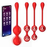 Liebeskugeln Mit Fernbedienung Für Unterwegs 4 Größen Vibro Ei Für Frauen Aus Silikon Mit 9 Vibrationsmodi Für Beckenbodentraining Und Effektive Stärkung Der Vaginalmuskulatur LZYLWC (Rot)