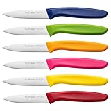 Ruffulon Gemüsemesser Set 6 Stück, Bunte Obstmesser,Küchen messer mit Ergonomischem,Professionelles Schälenmesser mit Hochwertiger Edelstahl,Gerader Schliff,Extra Scharfe Klinge,Spülmaschinenfest