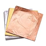 KINNO 300 Blattgold Imitation Blattgold zum Basteln Schlagmetall Kunstprojekt, Gold Leaf für Kunst, Vergoldung Handwerk, Dekoration, Möbel, Makeup Health & Spa(3 Farben), Möbel Dekoration 14x14 cm