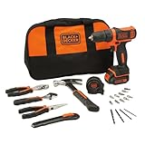 BLACK+DECKER Li-Ion Ultra-Kompakt-Bohrer (Kleiner Akkuschrauber mit ergonomischem Softgriff und LED-Arbeitslicht für Bohr- und Schraubanwendungen, 1 x Akku-Bohrschrauber Li-Ion 10.8 V) BDCDD12-QW