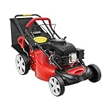 Viertakt Benzin Rasenmäher, 140CC 5HP Benzinrasenmäher Einzylinder-Benzin-Rasenmäher Multifunktionaler Selbstfahrender Benzin-Rasenmäher mit 8 Gänge Höhenverstellung für Stadtgärten Villen