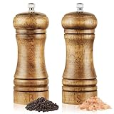 Vicloon Salz und Pfeffermühle,2er Set Hölzern Gewürzmühle mit 2 Reinigungspinsel,Manuell Pfeffermühle,Verstellbarem Holz mühle für Gewürze Pfeffer Salz -14.5cm