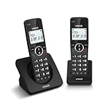 VTech ES2001 Schnurloses DECT-Telefon mit 2 Mobilteilen mit Anrufblocker, Lautstärkeregler, Anrufer-Identifikation/Anrufbeantwortung, 18 Stunden Akkulaufzeit, Display und Tastatur mit