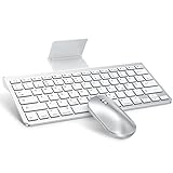 OMOTON Bluetooth Tastatur Maus Set für iPad Pro 12.9/11, iPad 10.2, iPad 2020/2019, iPad 8/7/6/5, iPad Air 4/3/2/1, iPad Mini und iPhone, QWERTZ Layout Tastatur iPad mit Ständer, iPad Keyboard, Silber