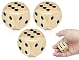 KAPSING 3 Stück Würfelspiel Würfel Holz 30mm, Natur Holz Spielwürfel, Kartenspiel Partyspiele zubehör