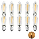 MZYOYO 10 Stück E10 LED Glühbirne,AC 34V E10 LED Spitzkerzen LED Birnen für Schwibbogen,E10 LED Kerzen für Schwibbogen,Schwibbogen LED Kerzen 2100K Warmweiß,0,2W,3LM,Klar