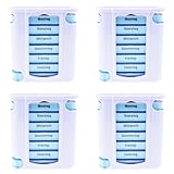 KAMACA 4 er Pack (4 Stück) praktischer Medikamentendosierer 28 Tage mit 4 Fächern pro Tag, Pillendose,Pillenbox, Tablet, Organizer, Tablettenbox, Wochendosierer 1 Monat (4er Set - 4 Wochen)
