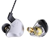 CCZ DC02 In-Ear-Monitore mit Mikrofon, kabelgebundene Kopfhörer, HiFi-Stereo-Bühnen-Kopfhörer, Dual-Magnetschaltung, DD IEM, Ohrhörer mit abnehmbarem Kabel, für Gaming-Musiker, Audiophile (Silber, mit