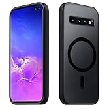 Tawarror Magnetische für Samsung Galaxy S10 Plus Hülle, Kompatibel Mit Magsafe, Matt Transluzente Handyhülle PC Rückseite Kratzfest TPU Fallschutz Stoßfest Anti-Fingerabdruck Schutzhülle, Schwarz