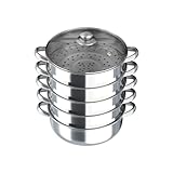 Edelstahl Dampfkocher Kochtopf Set 365x395mm 5 Etagen Dampfgarer 30cm Durchmesser des Topfes Mantowarka Gardampfkochtopf Set mit Griffe und Topfdeckel