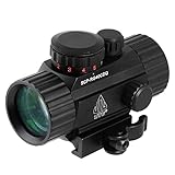 UTG Leuchtpunktvisier 4 Zoll Compact Ita Rot/Gün Circle Dot Sight mit Integrierter Schnellverschluss Picatinny Montage, Schwarz, SCP-RG40CDQ