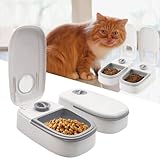 Idota Futterautomat für Katzen, 2 Mahlzeiten Automatischer Futterspender Hunde Katze mit 48 Stunden Timer, 350ml Trocken- und Nassfutterspender Automatic Feeder