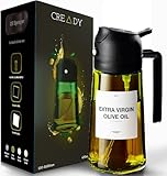 CREADY | Ölsprüher Für Speiseöl 470ml Olivenöl Flasche | 2-in-1 Ölspender und Ölsprüher | Öl Sprühflasche, Ölspray Zum Kochen | Olivenölsprüher für Salat | Olivenöl Spray | Sprühflasche für Speiseöl