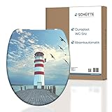SCHÜTTE WC-Sitz LEUCHTTURM mit Absenkautomatik aus Duroplast, hochwertiger Toilettendeckel mit 175kg Belastbarkeit, Toilettensitz mit Brille, Klodeckel für WC, Klobrille mit Motiv