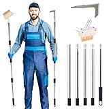 Langer Griff Crack Weeder Tool Set mit verstellbarem 160 cm Griff, 2-in-1 Edelstahl-Fugendüse & Bürste für Unkraut- und Moosentfernung von Terrassen, Einfahrten, Gehweg-Rissen