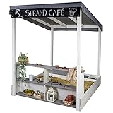 Meppi Sandkasten Weiss/grau mit Dach & Verkaufsstand aus wetterfestem Holz - Sandkiste/Sandbox