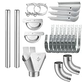 Dachrinnen Komplettset verzinkt farbig | 8tlg. 250mm | 7tlg. 280mm | 6tlg. 333mm (Verzinkt ohne Farbe, 2 Meter 8tlg. 250mm)